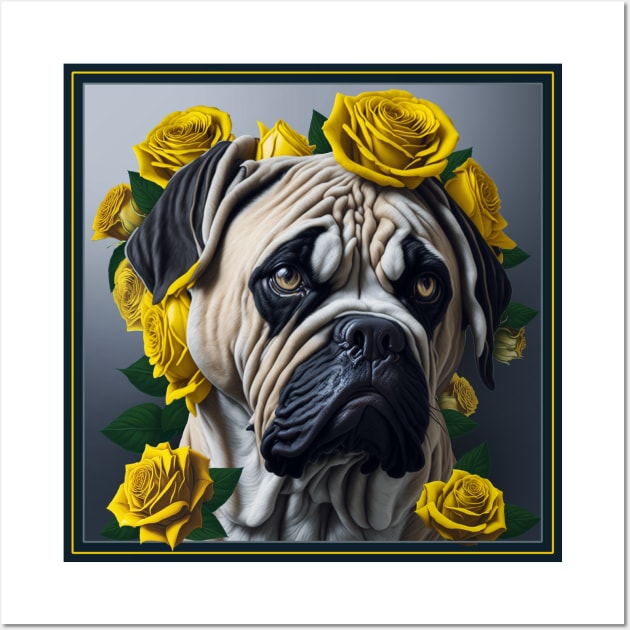 Boston Terrier yellow roses Wall Art by xlhombat